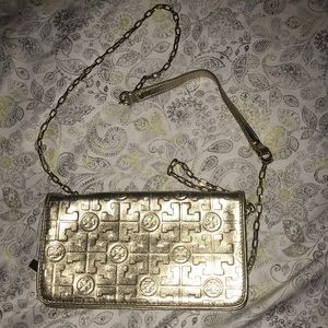 Tory Burch Gold Metallic Wallet on Chain